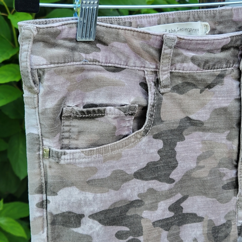 Pilcro & the Letterpress High Rise Skinny Velour Gray Camoflauge Jeggings sz 31 - Picture 7 of 9